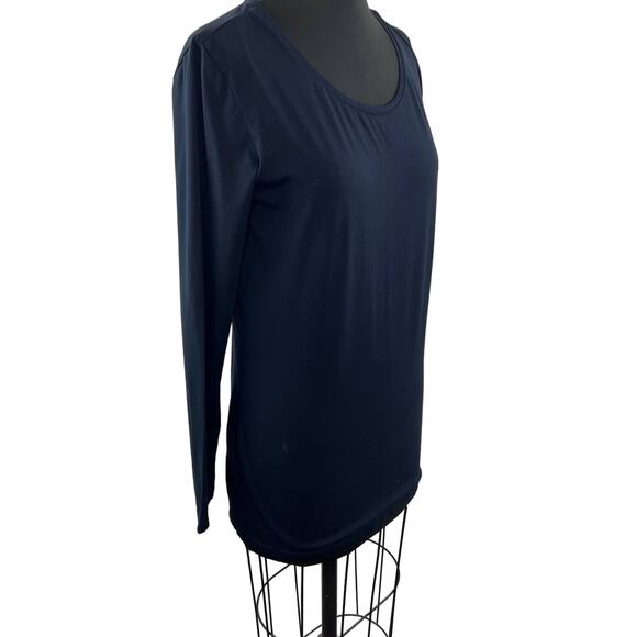 OPUS Basic Long Sleeve Smilia Shirt Navy Blue Jersey Round Neck Slim-Fit 44 M - Picture 3 of 8